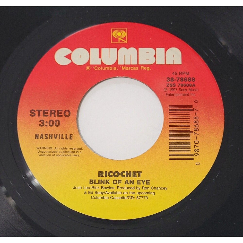 Ricochet Blink Of An Eye/Don't Forget To Feed The Jukebox 45 RPM M- Country '97